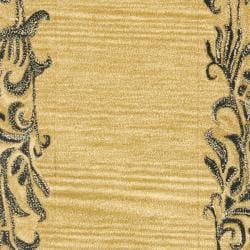 Handmade New Zealand Wool Floral Border Gold Rug (2'6 x 8') Safavieh Runner Rugs