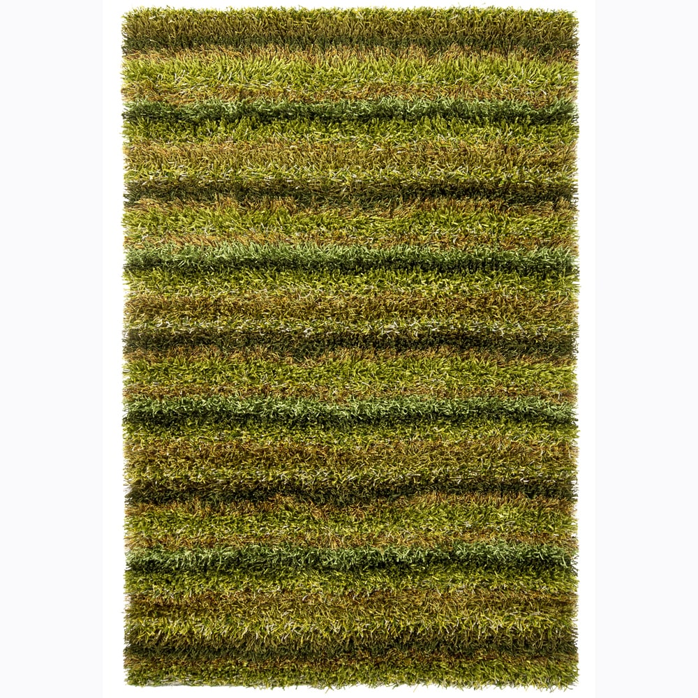 Handwoven Mandara Green/black/brown Shag Rug (9 X 13)