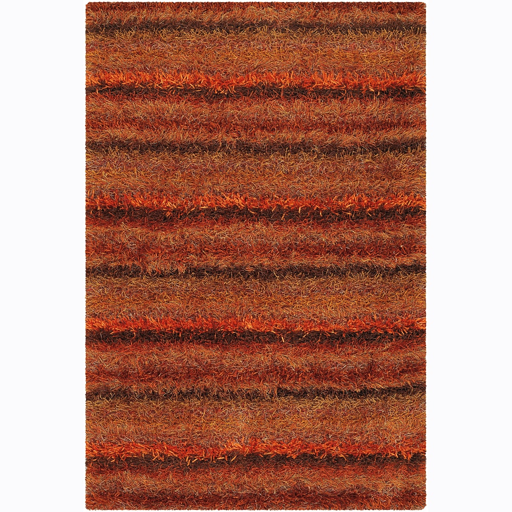 Hand woven Mandara Orange Casual Shag Rug (9 X 13)