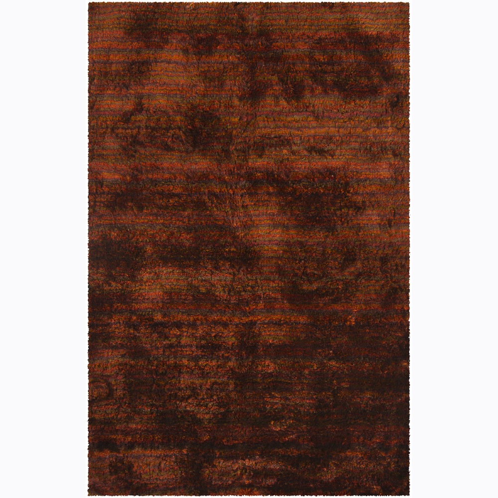Handwoven Orange/brown/purple Mandara Shag Rug (5 X 76)