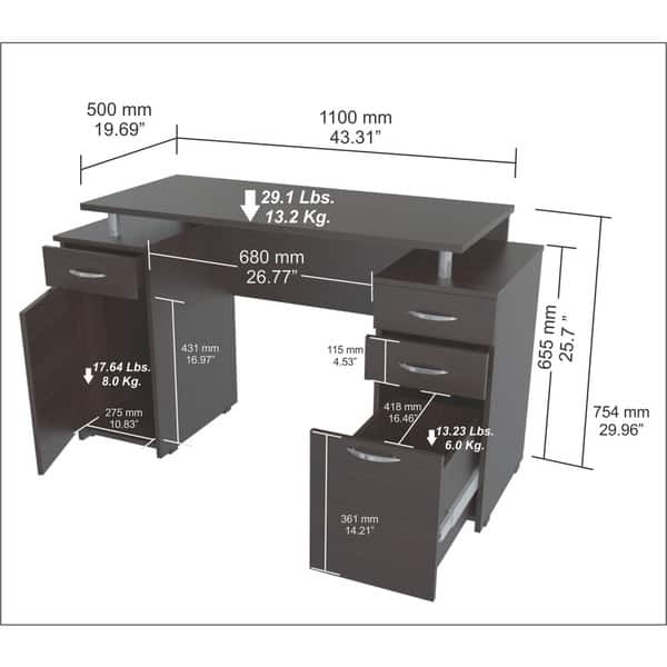 Shop Inval Executive Style Computer Desk Overstock 6234219