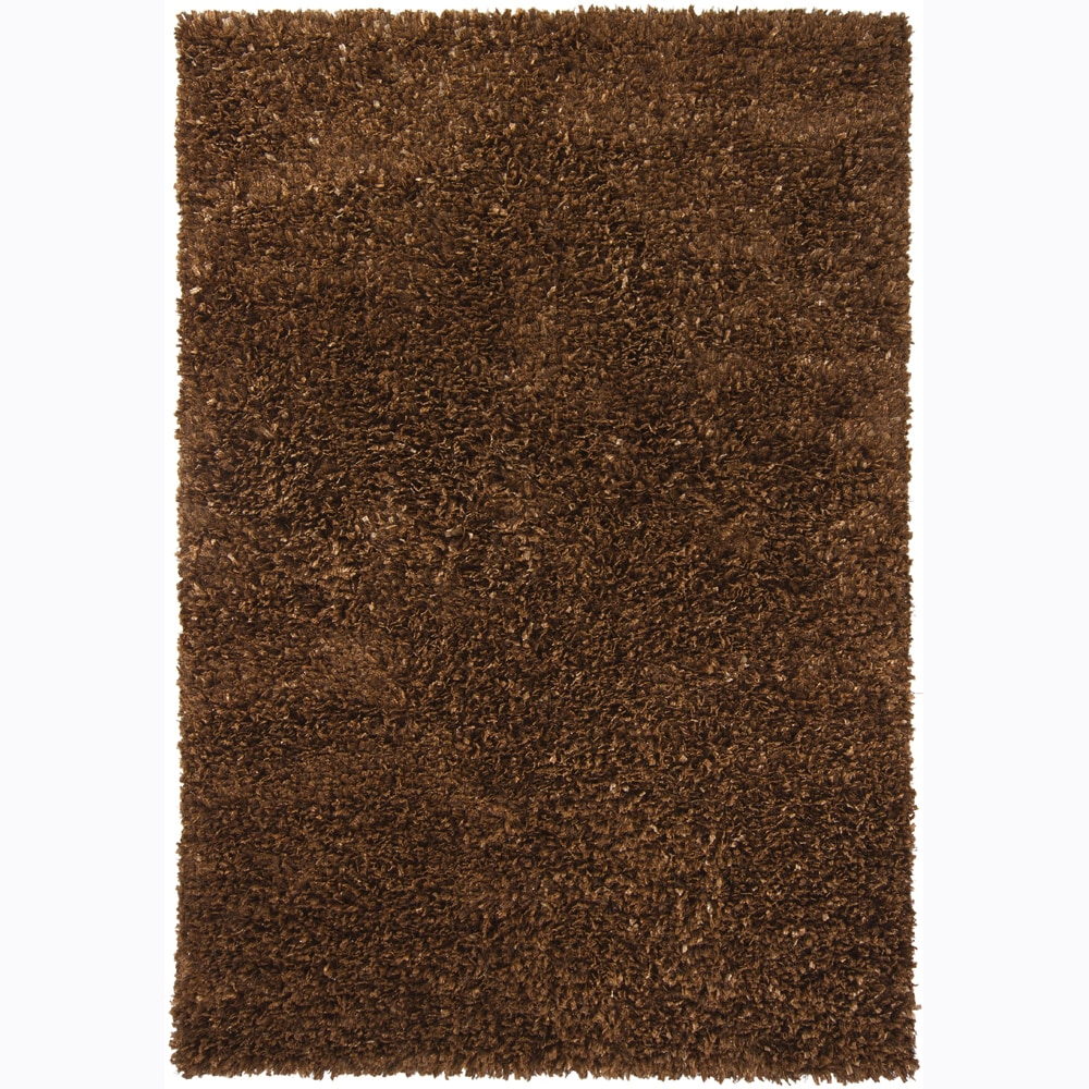 Handwoven Brown Viscose Mandara Shag Rug (9 X 13)