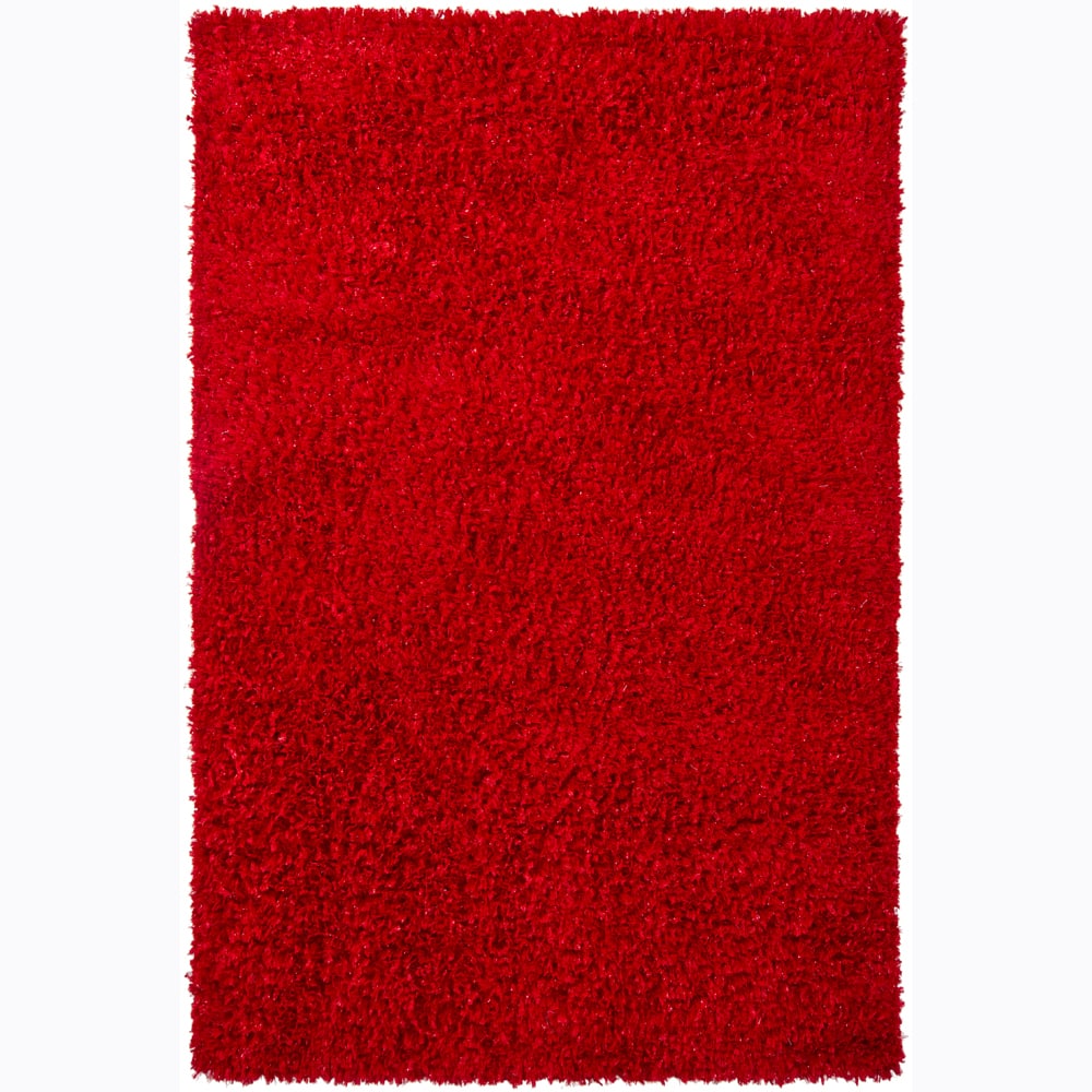 Handwoven Bright Red Mandara Shag Rug
