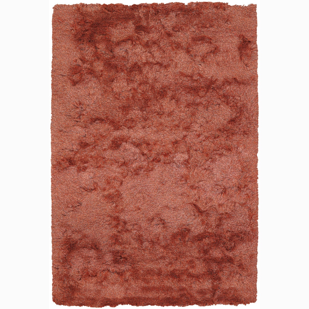 Handwoven Orange/beige Mandara Shag Rug (9 X 13)