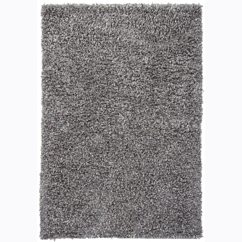 Handwoven Gray Viscose Mandara Shag Rug (5 X 76)