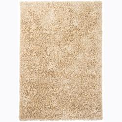 Handwoven Beige Viscose Mandara Shag Rug (5' x 7'6) Mandara 5x8   6x9 Rugs