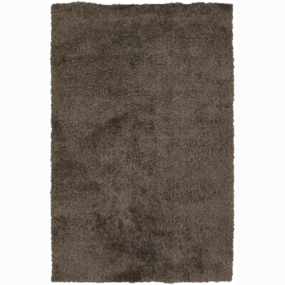 Handwoven Ivory/brown Mandara Shag Rug (5 X 76)