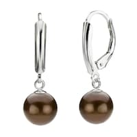 Davonna 14k White Gold Brown Round Freshwater Pearl Leverback Dangle Davonna Silver Brown Round Fw Pearl Leverback Earrings 7 8 Mm