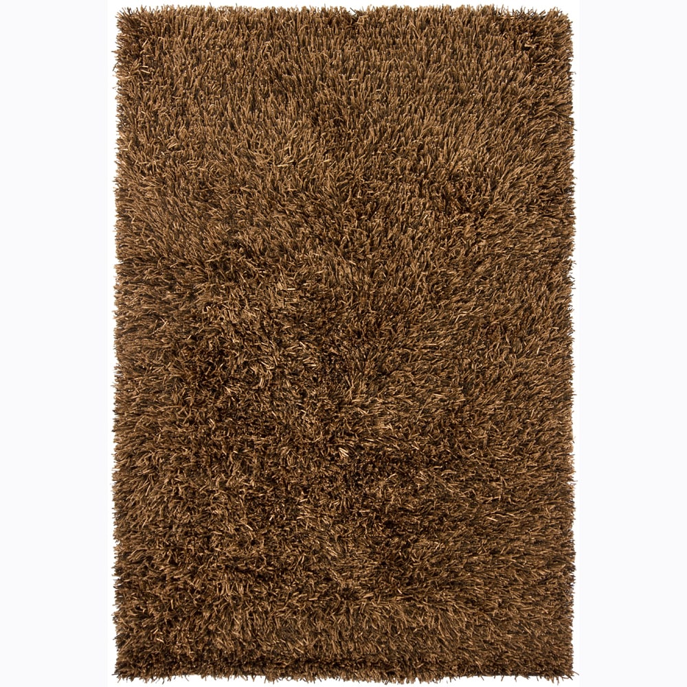 Handwoven Black/brown Mandara Shag Rug (79 X 106) (BlackPattern Shag Tip We recommend the use of a  non skid pad to keep the rug in place on smooth surfaces. All rug sizes are approximate. Due to the difference of monitor colors, some rug colors may var