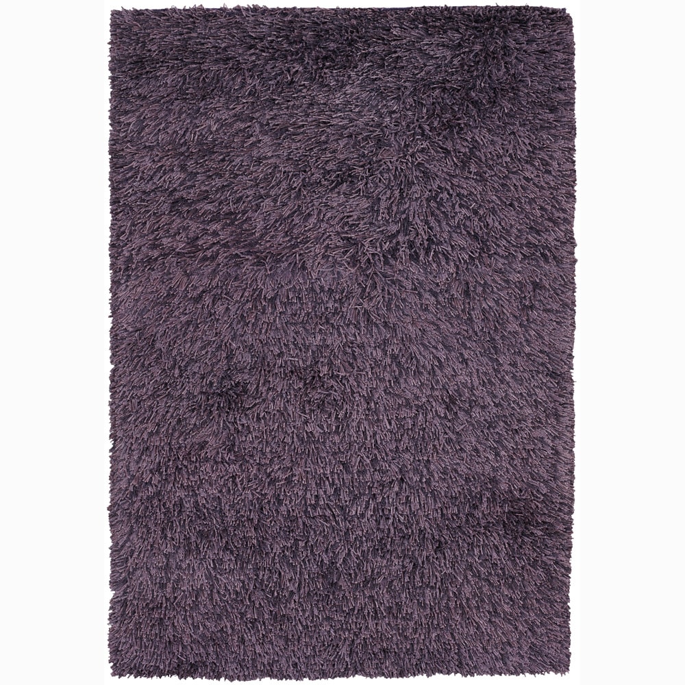 Handwoven Black/purple Mandara Shag Rug (5 X 76)