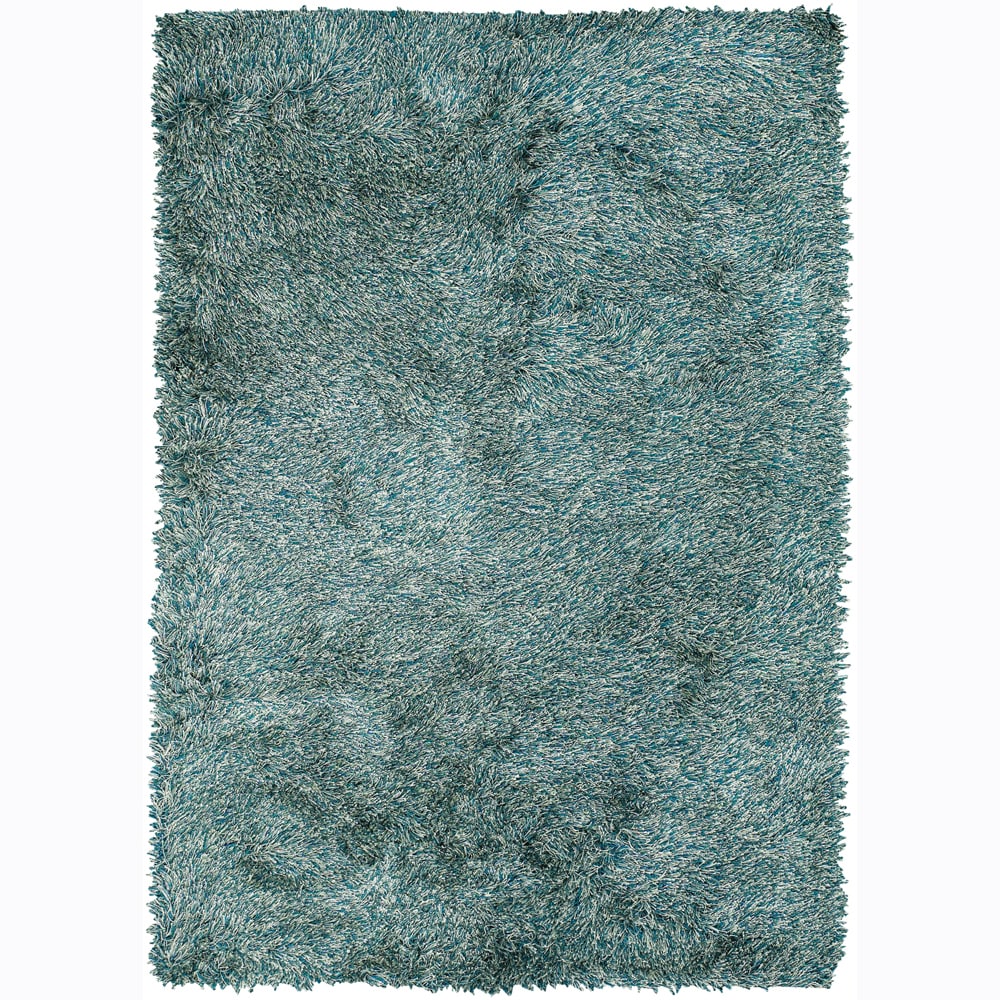 Handwoven Light Blue/ivory Mandara Shag Rug (79 Round)