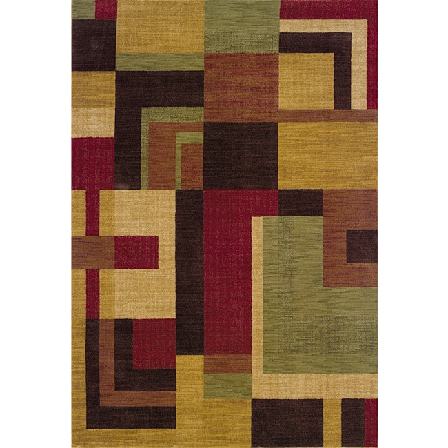 Ellington Red/gold Contemporary Area Rug (53 X 76)