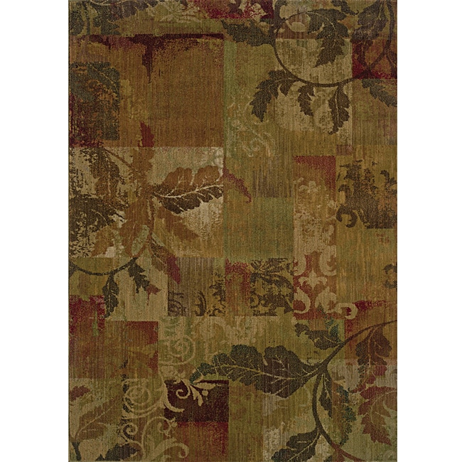 Ellington Green/ Red Transitional Floral Area Rug (53 X 76)