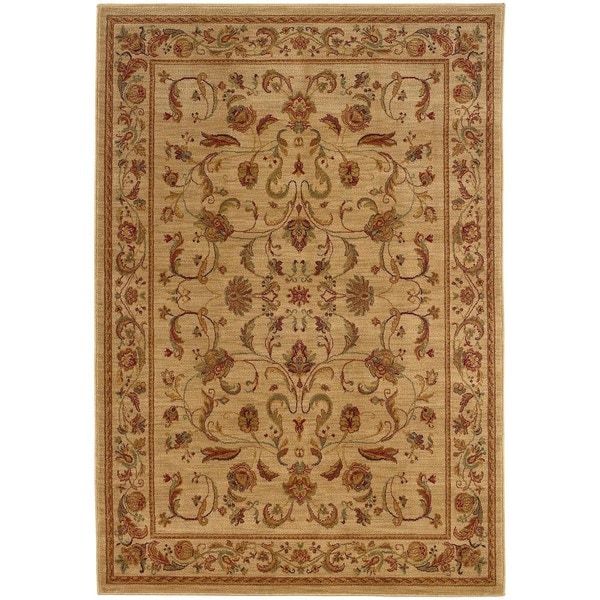 Ellington Beige/Red Traditional Area Rug - 6'7 x 9'6