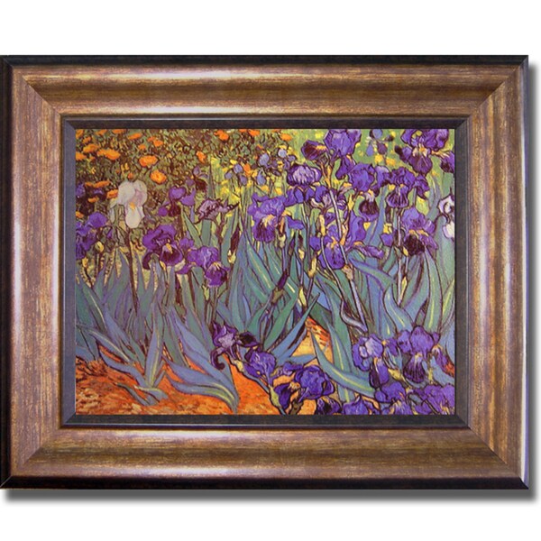 Vincent Van Gogh Irises Garden Flower Floral Mahogany Framed Art Print Picture
