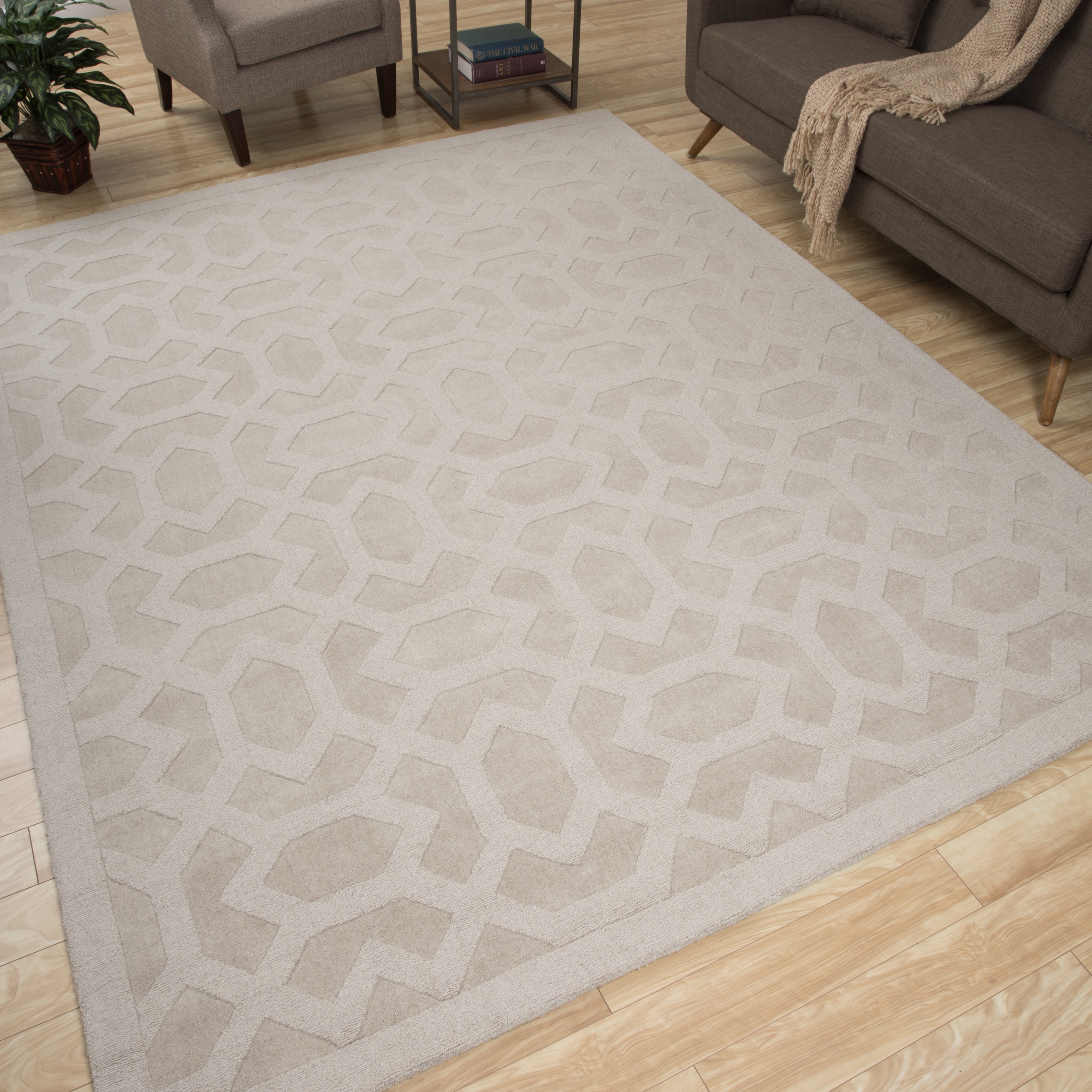 Nourison Hand Tufted Barcelona Beige Rug 7 9 X 9 9 Overstock 6236966