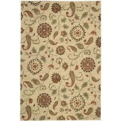 Nourison Hand Tufted Marbella Wool Beige Rug (5'0 x 7'6) Nourison 5x8   6x9 Rugs