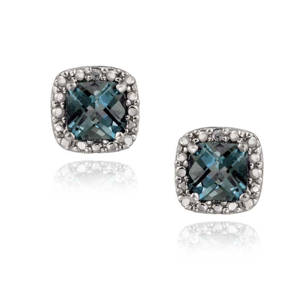 Glitzy Rocks Silver London Blue Topaz And Diamond Accent Glitzy Rocks Silver London Blue Topaz And Diamond Accent Earrings