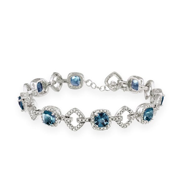 Shop Glitzy Rocks Silver 8 CTW London Blue Topaz and Diamond Accent ...