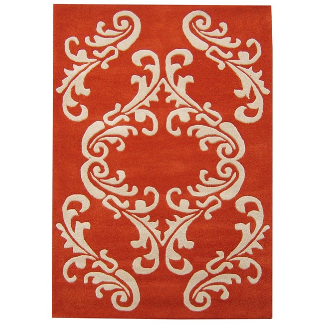 Hand made Sabrina Orange Wool Rug (8 X 10)