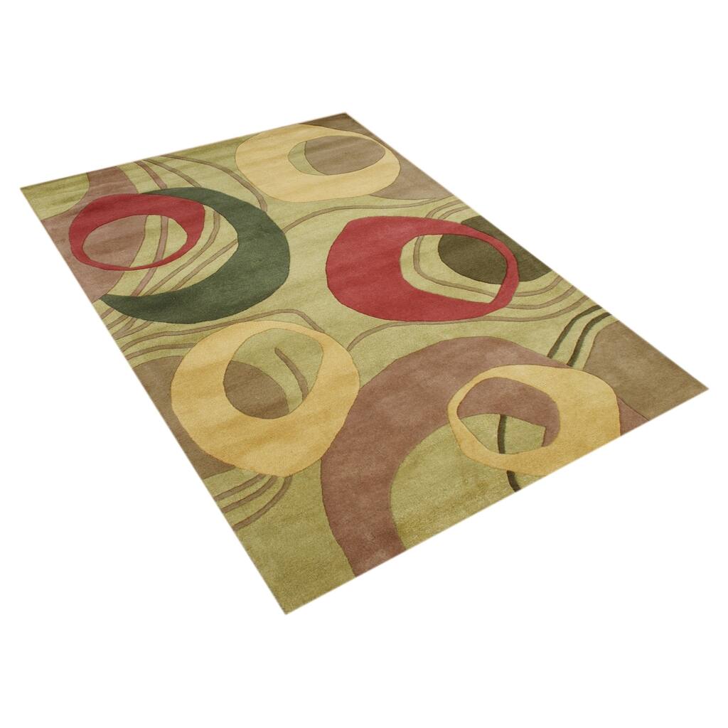 Alliyah Handmade Amber Green New Zealand Blend Wool Rug - 5' x 8'