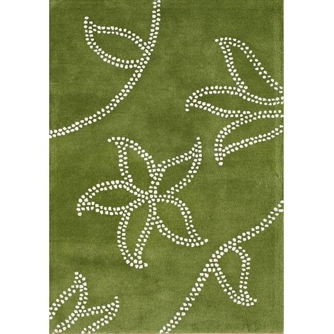 Alliyah Handmade Green New Zealand Blend Wool Rug (8' x 10') - 8' x 10'