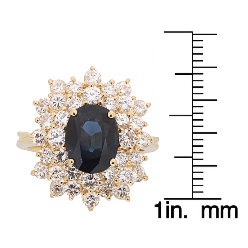 Kabella 18K Yellow Gold Oval Sapphire and 1-7/8CT TDW Diamond Ring (H-I, SI1-SI2)