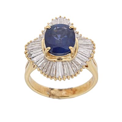 Kabella 18k Yellow Gold Sapphire and 1 7/8ct TDW Diamond Ring (H-I, SI1-SI2)