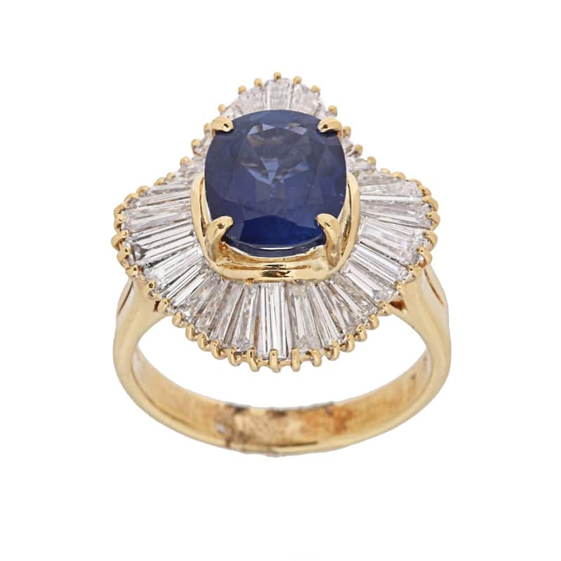 Kabella 18k Yellow Gold Sapphire and 1 7/8ct TDW Diamond Ring (H-I, SI1-SI2)