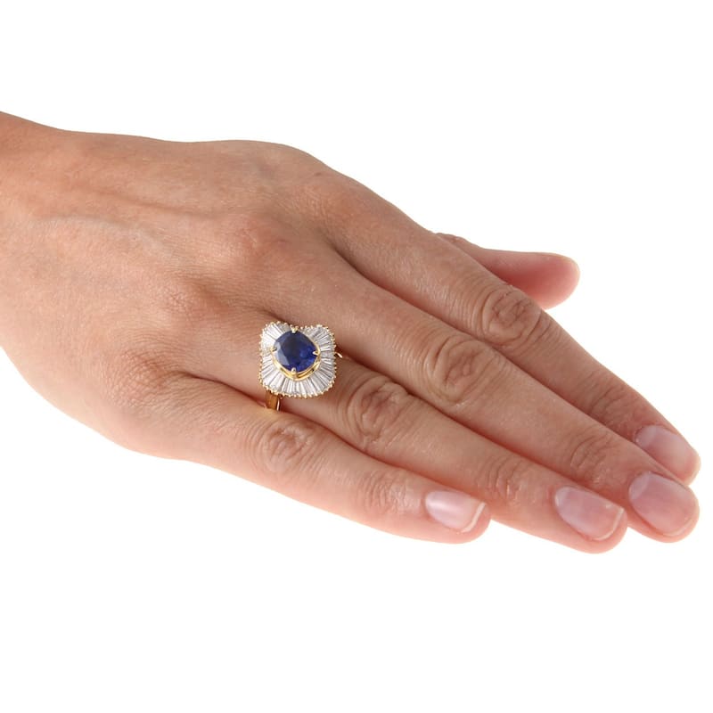 Kabella 18k Yellow Gold Sapphire and 1 7/8ct TDW Diamond Ring (H-I, SI1-SI2)