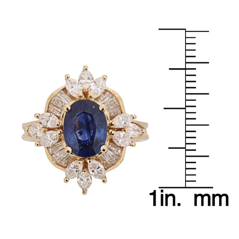 Kabella 18k Yellow Gold Sapphire and 1 2/5ct TDW Diamond Ring (H-I, VS1-VS2)