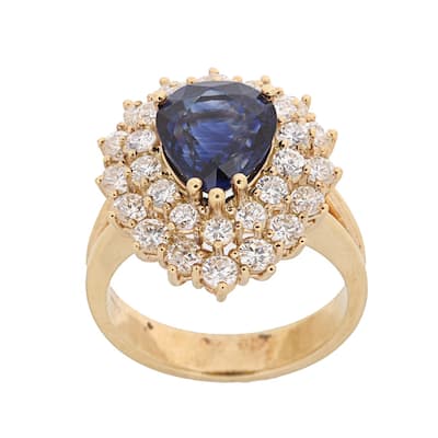 Kabella 18k Yellow Gold Sapphire and 1 4/5ct TDW Diamond Ring (H-I, VS1-VS2)