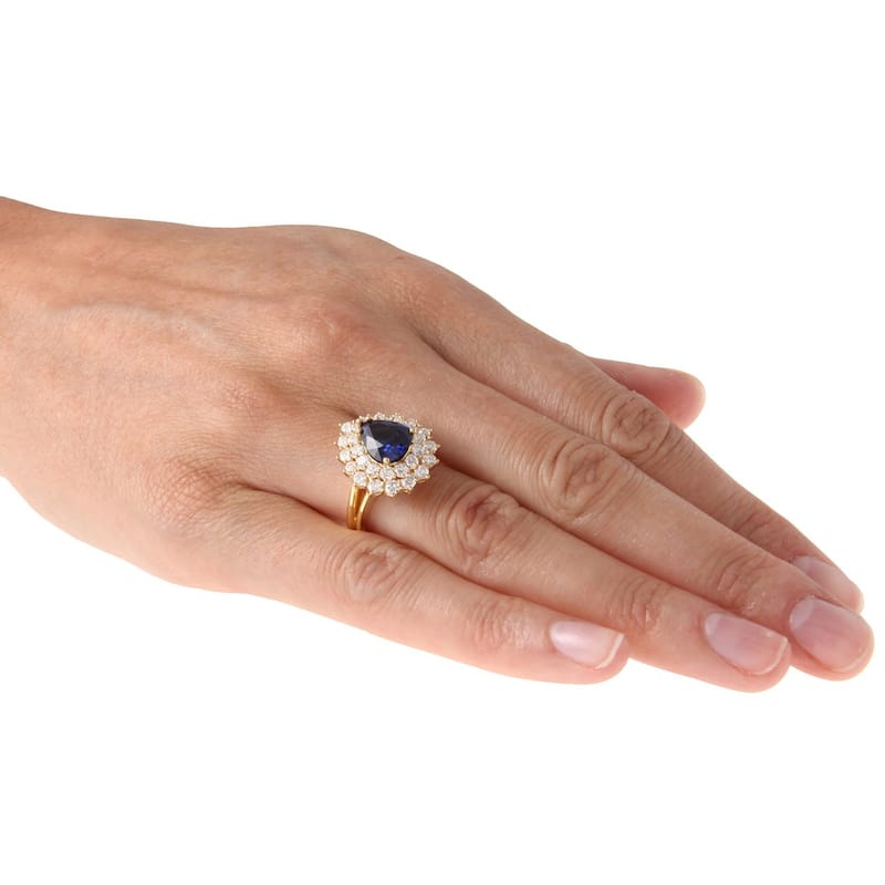 Kabella 18k Yellow Gold Sapphire and 1 4/5ct TDW Diamond Ring (H-I, VS1-VS2)