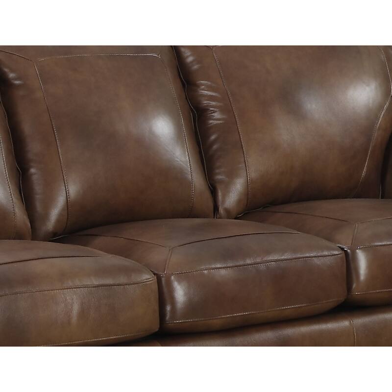 Sterling Cognac Brown Italian Leather Sofa and Two Chairs Set