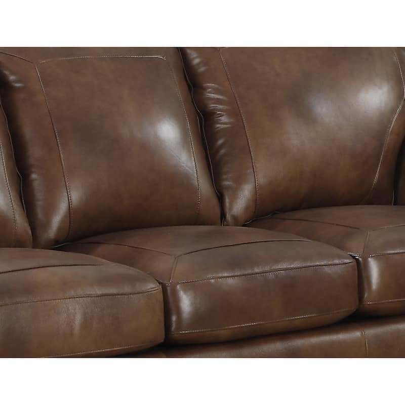 Sterling Cognac Brown Italian Leather Sofa and Chair Set