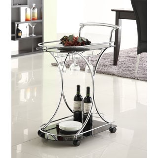 Black/ Chrome Modern Bar Cart