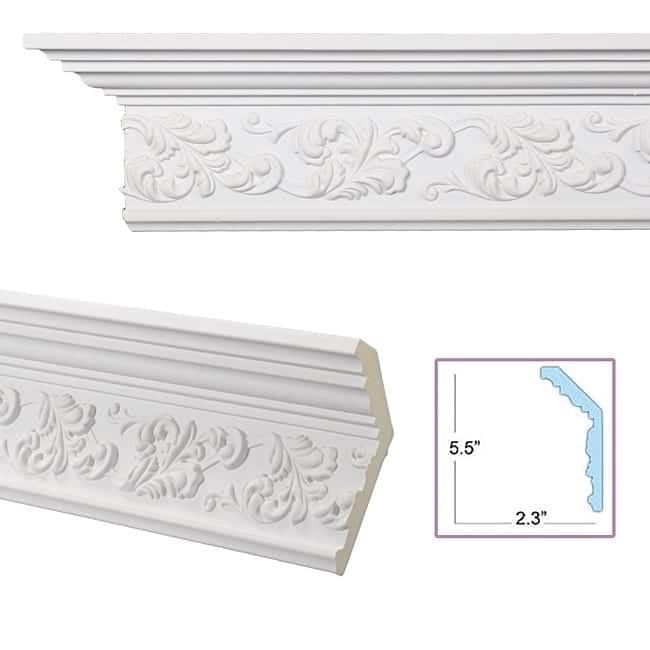 Scrolling Leaf 6-inch Crown Molding (8 pieces)