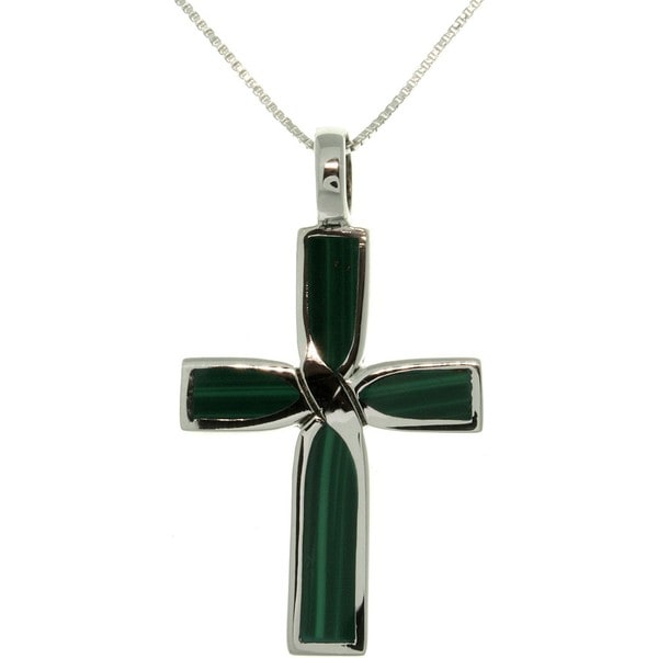 Carolina Glamour Collection Sterling Silver Malachite Celtic Cross