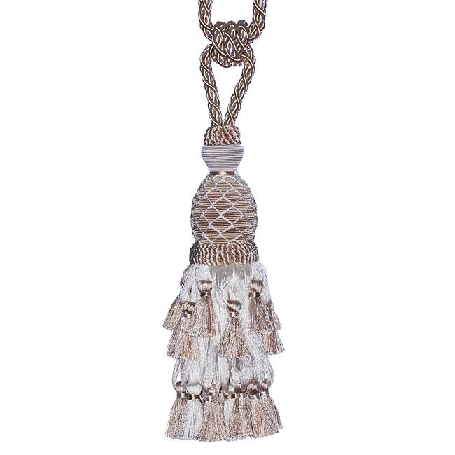 Exclusive Fabrics White/ Beige Designer Tassel Tiebacks (Set of 2)