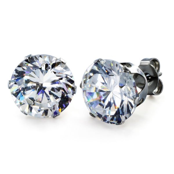 West Coast Jewelry Stainless Steel 10 mm Cubic Zirconia Stud Earrings West Coast Jewelry Men's Earrings