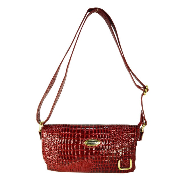 Ronella Lucci Vecceli Alligator Embossed Red Crossbody