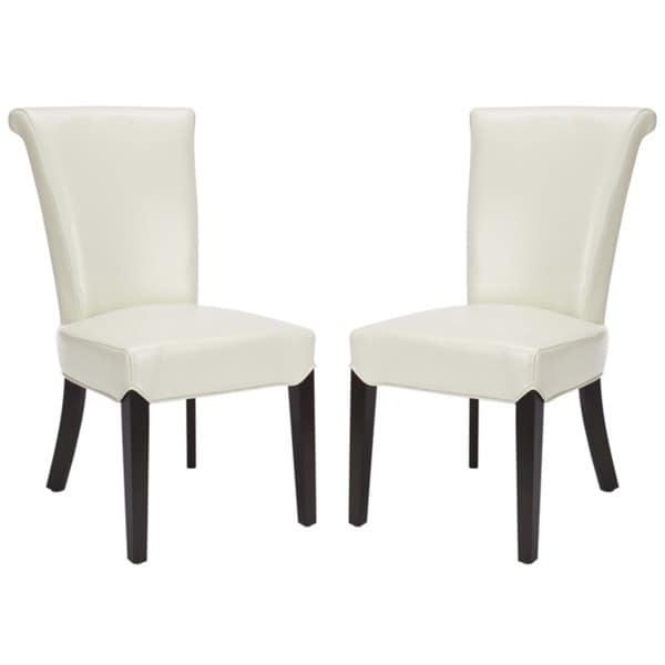 Shop Safavieh En Vogue Dining Madison Cream Leather Dining Chairs (Set