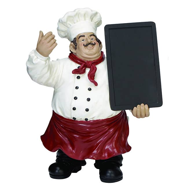 Casa Cortes 20-inch French Chef with Chalkboard Kitchen Decor