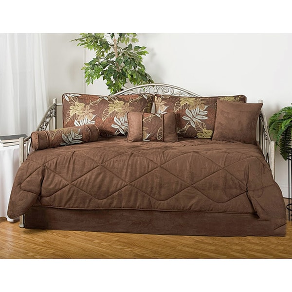Maxwell Floral Brown 7-piece Microfiber Daybed Set