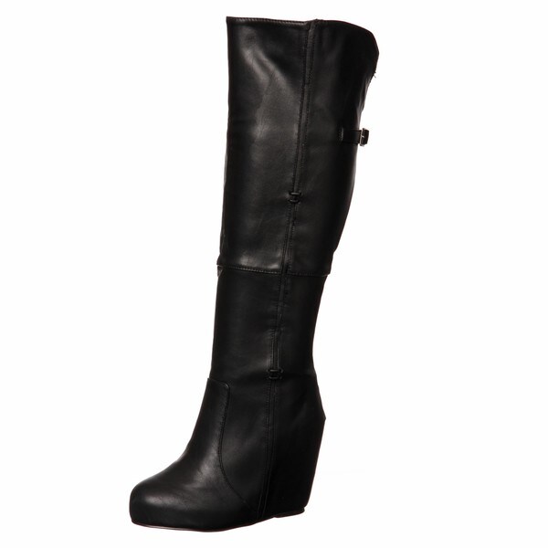 NYLA Women's 'Ryder' Black Tall Wedge Boots FINAL SALE - 13881401 ...