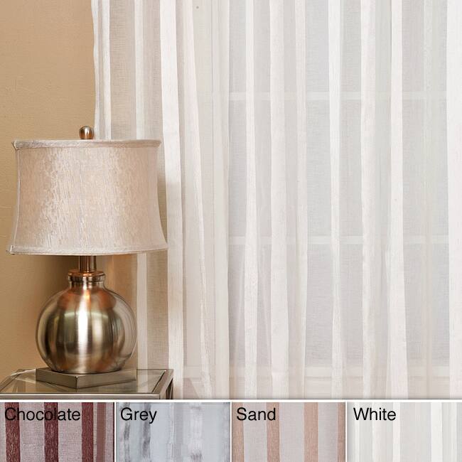 Aurora Home Sheer Faux Silk Herringbone 84-inch Curtain Panel Pair - 52 x 84