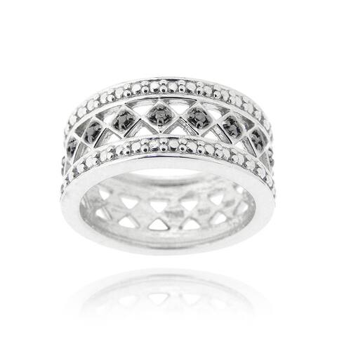 DB Designs Sterling-silver Eternity Ring with Black Diamond Accent