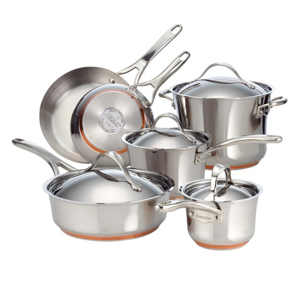 Anolon Nouvelle Copper Stainless Steel 10 piece Cookware Set