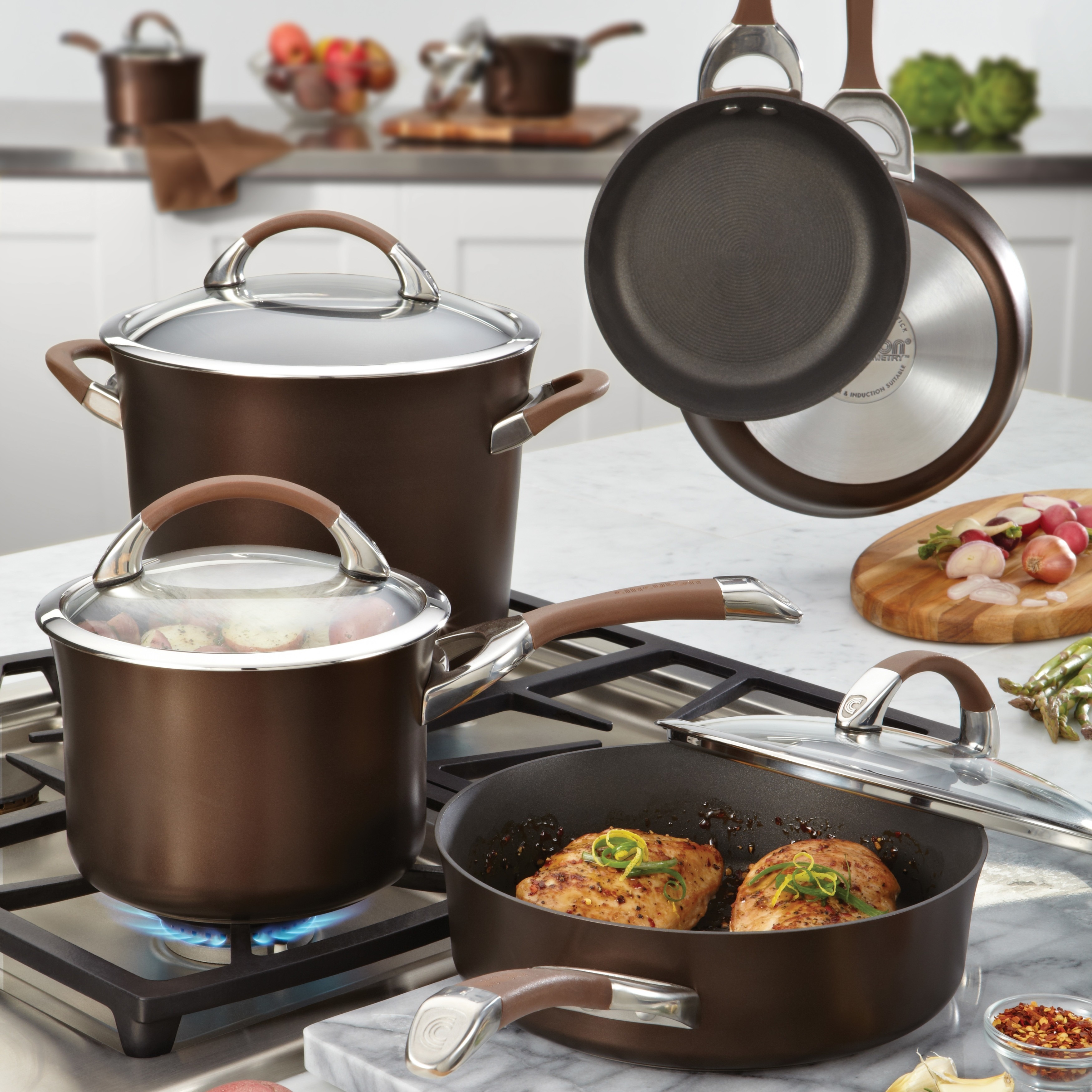 Circulon Symmetry Chocolate Hard-anodized Nonstick 11-piece Cookware Set  (As Is Item) - Bed Bath & Beyond - 31441456