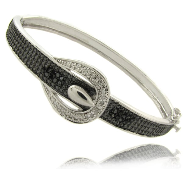 Finesque 1/4ct TDW Black and White Diamond Fashion Bangle   13883466